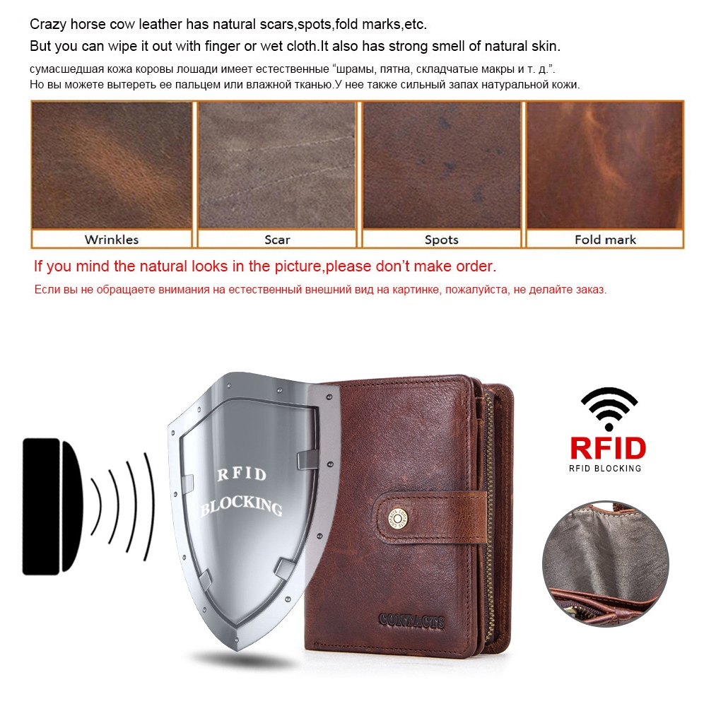 Ví Da Bò Thật Dáng Ngắn Đựng Thẻ Kiểu Retro Cá Tính Cho Nam