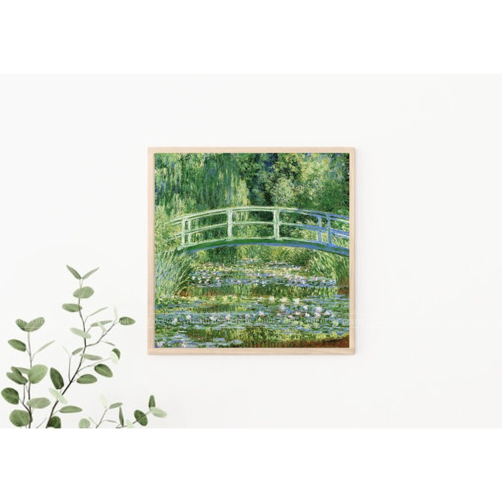 Tranh canvas 💜 NGHỆ THUẬT SIÊU ĐẸP 💜 treo tường Monet - CẦU NHẬT BẢO (AO HOA SÚNG) - decor trang trí phòng