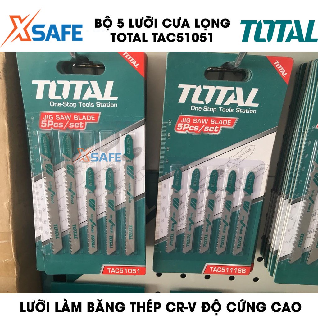 Bộ 5 lưỡi cưa lọng TOTAL TAC51051 Lưỡi cưa lọng Total chất liệu hợp kim siêu bền, dễ dàng cắt kim loại, gỗ