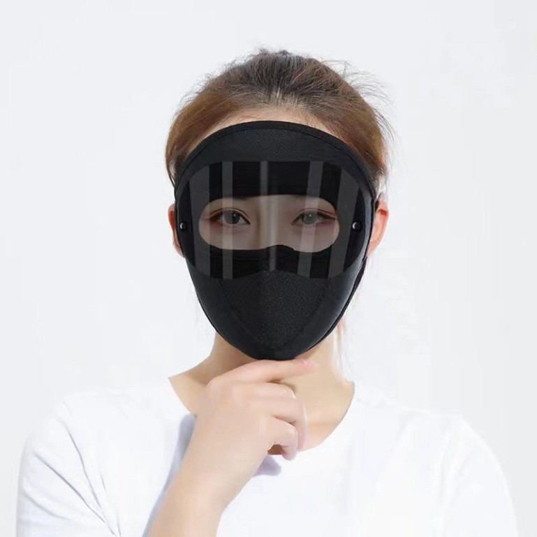 Khẩu trang mặt nạ ninja có kính chống nắng vải thun lạnh thoáng mát hè 2021