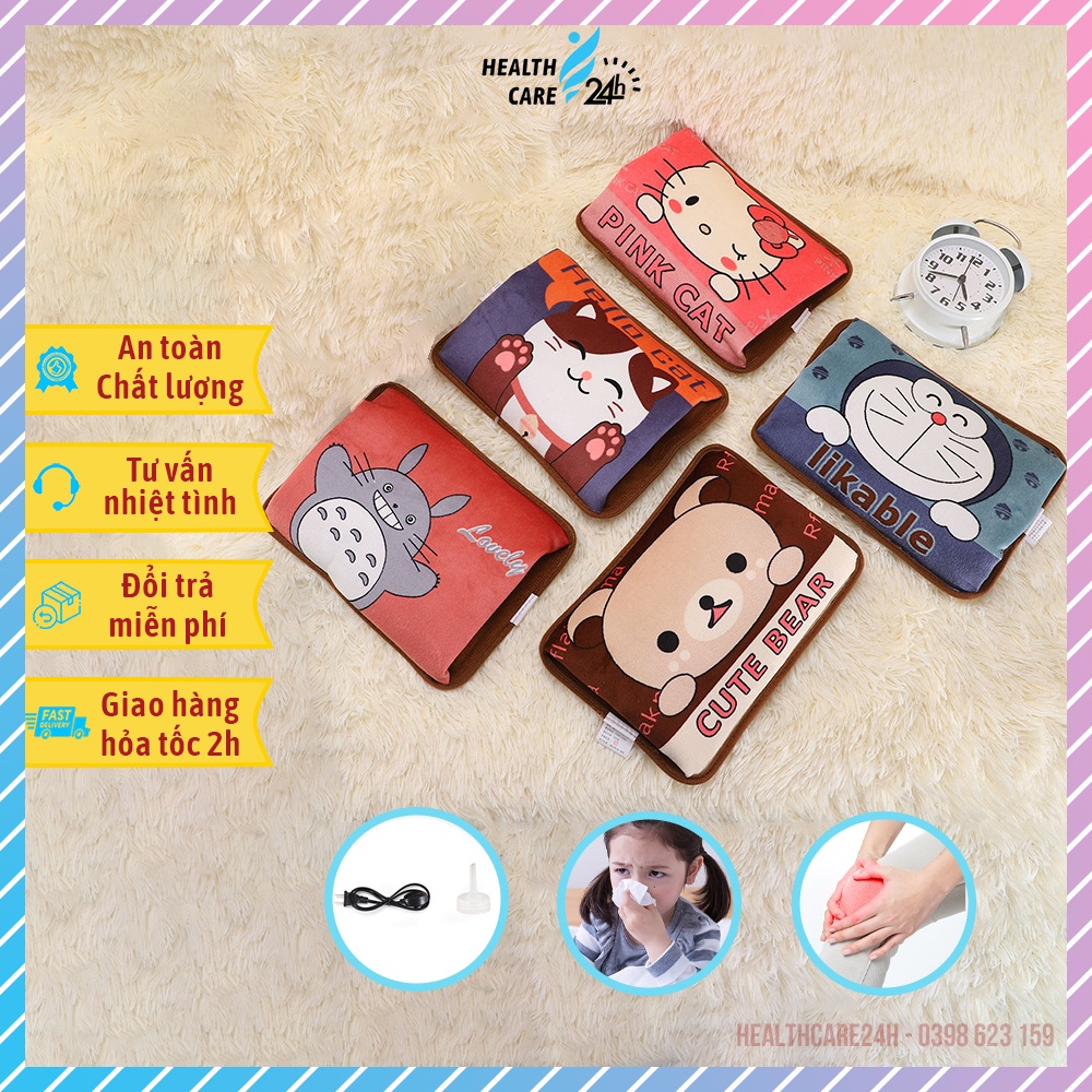 Túi sưởi chườm nóng lạnh sạc điện tự ngắt an toàn Healthcare24h I005, giảm ê buốt, đau nhức chân tay, giảm đau bụng kinh