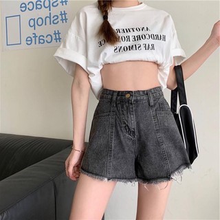 Quần short jean nữ ống rộng, quần đùi lưng cao cá tính