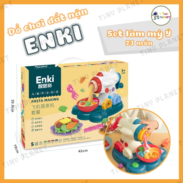 Set đồ chơi đất nặn làm mỳ Ý Enki 23 món