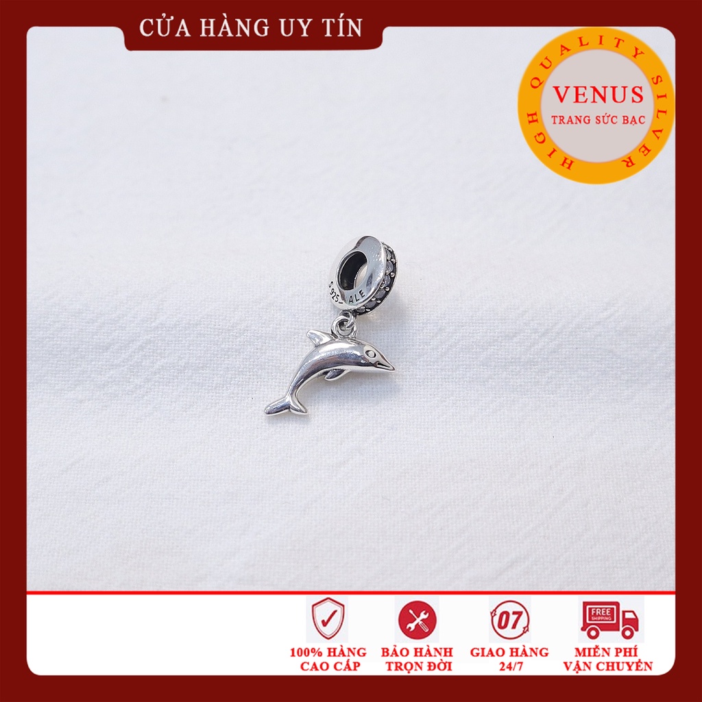 [Charm bạc 925 cao cấp] Charm treo cá heo- Mã sản phẩm VENUST12