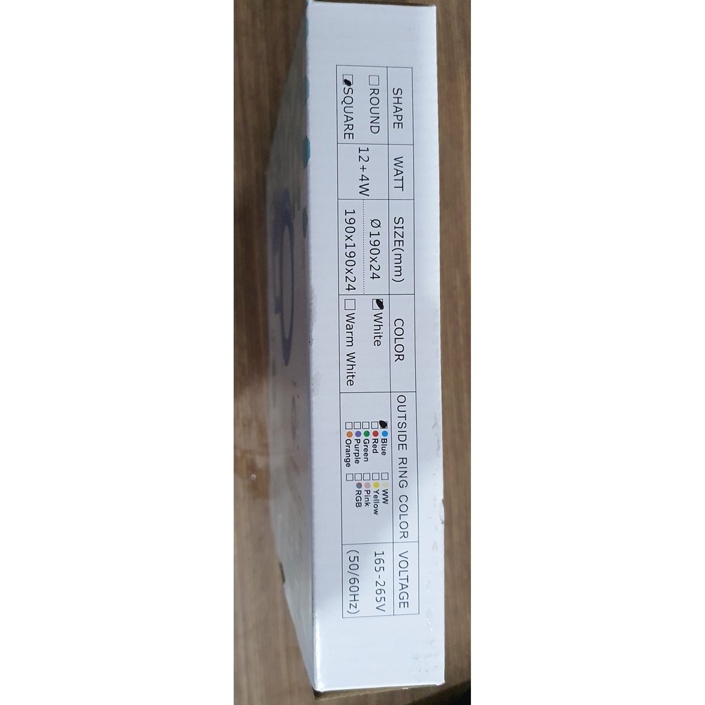Đèn Led ốp trần 16w  vuông nổi 2 màu 3 chế độ sáng trắng xanh dương