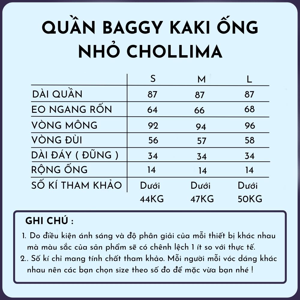 Quần baggy kaki ống nhỏ Chollima QD048 phong cách ulzzang trẻ trung năng động