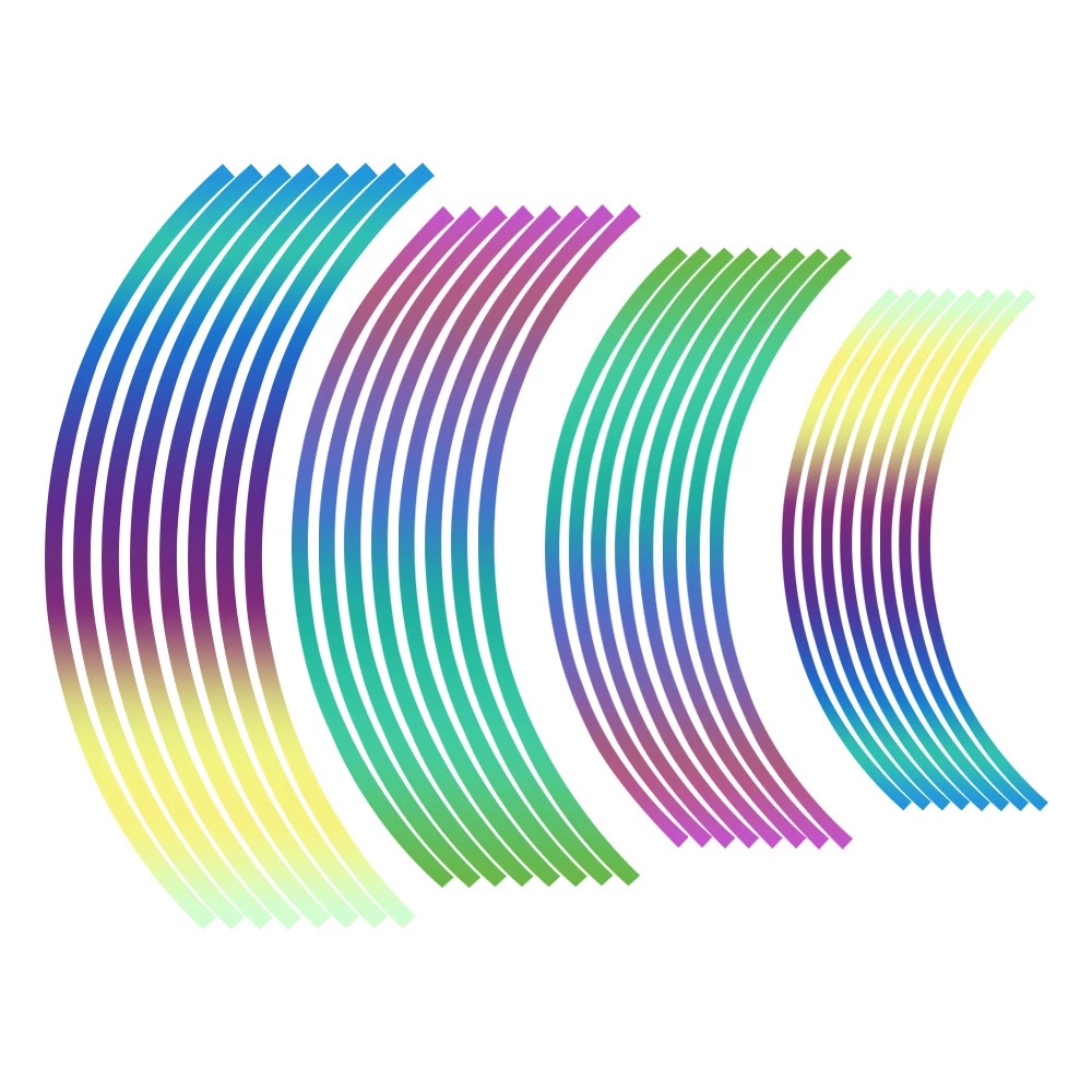 Miếng dán trang trí vành bánh xe hơi thời trang màu phản quang 16 sọc laser 10/12/14/18 inches