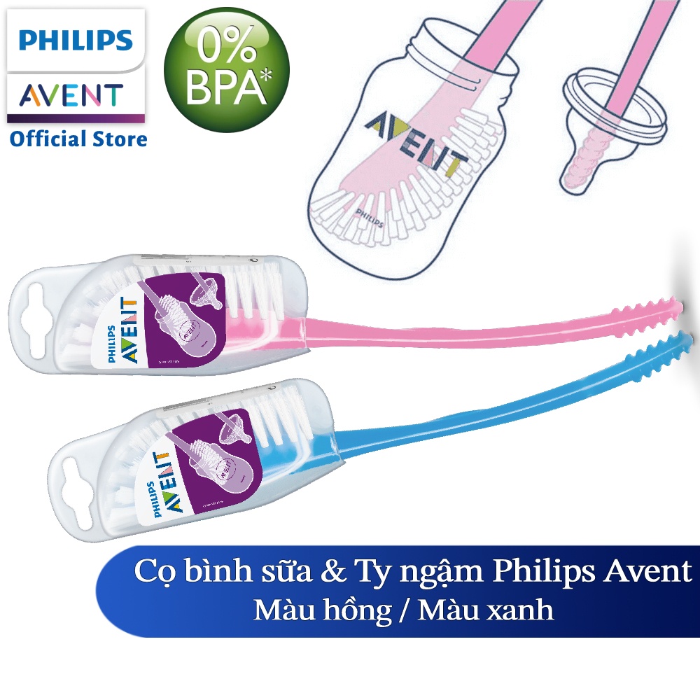 Cọ bình sữa Philips Avent màu xanh/hồng