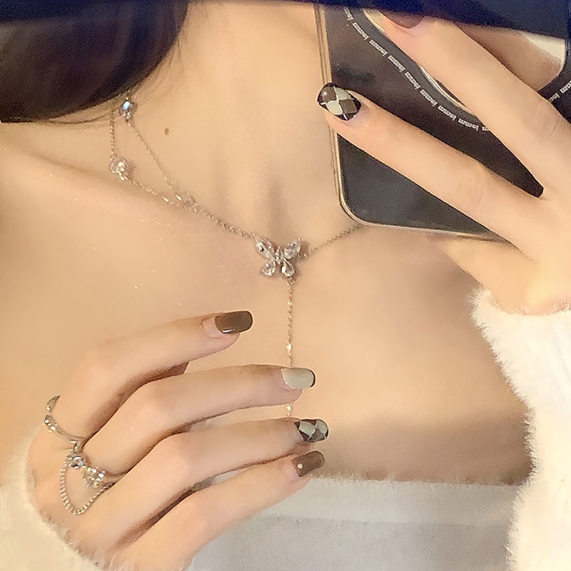 Vòng cổ Mặt Hình Bướm Đính Đá Zircon Sang Trọng Cho Nữ