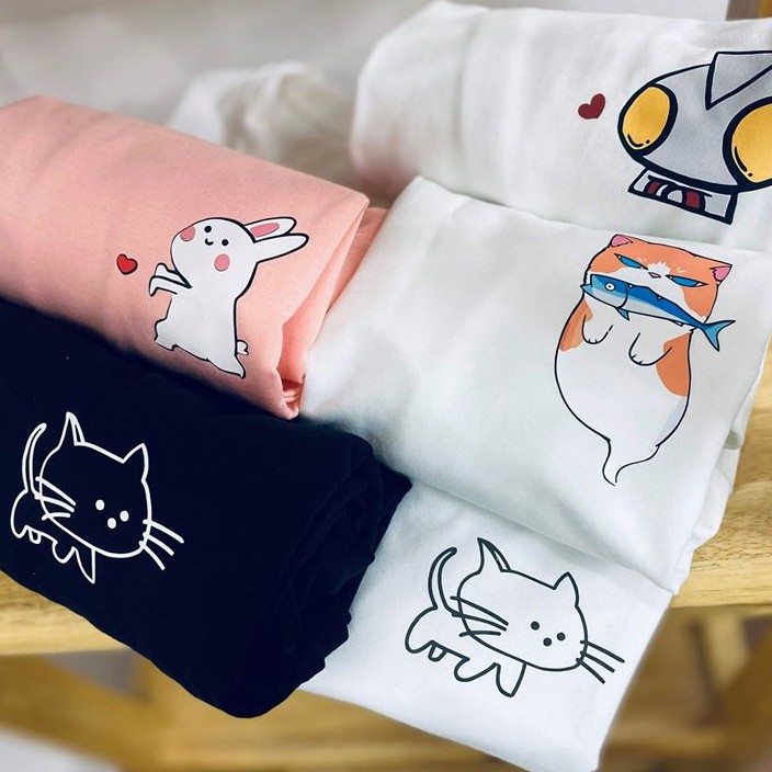 [Hàng Xịn, Gía Tốt] Áo Phông Thun Nữ Tay Ngắn Icon Họa Tiết Thỏ Hàn Quốc - Unisex - Cotton - Mã AT025