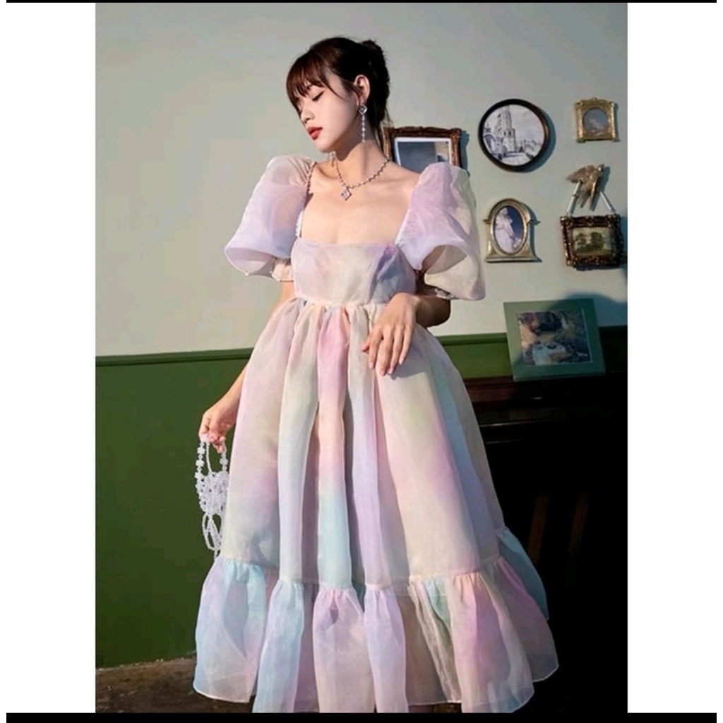 Đầm maxi đi biển cầu vồng V2