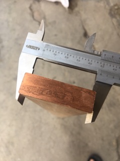 Miếng đồng đỏ kích thước 8.3x5x1.5cm