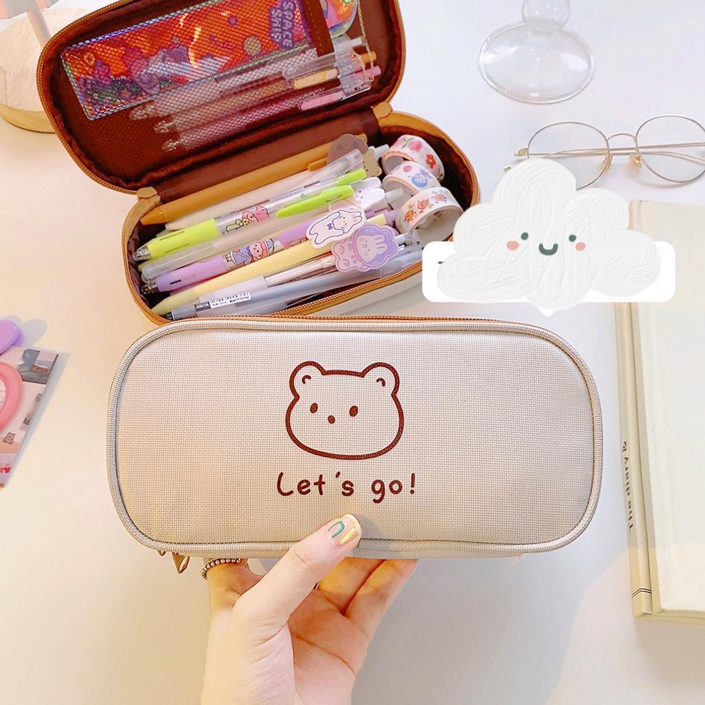 Hộp bút vải canvas  họa tiết  đáng yêu phong cách Hàn Quốc