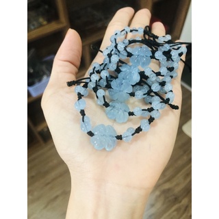 vòng tay cỏ 4 lá aqua
