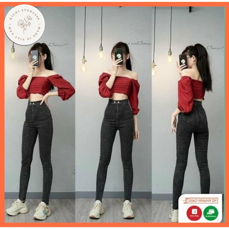 Quần Jean Nữ được nhiều chị em săn đón Kichistore , Quần Jean lưng cao tôn dáng M1090