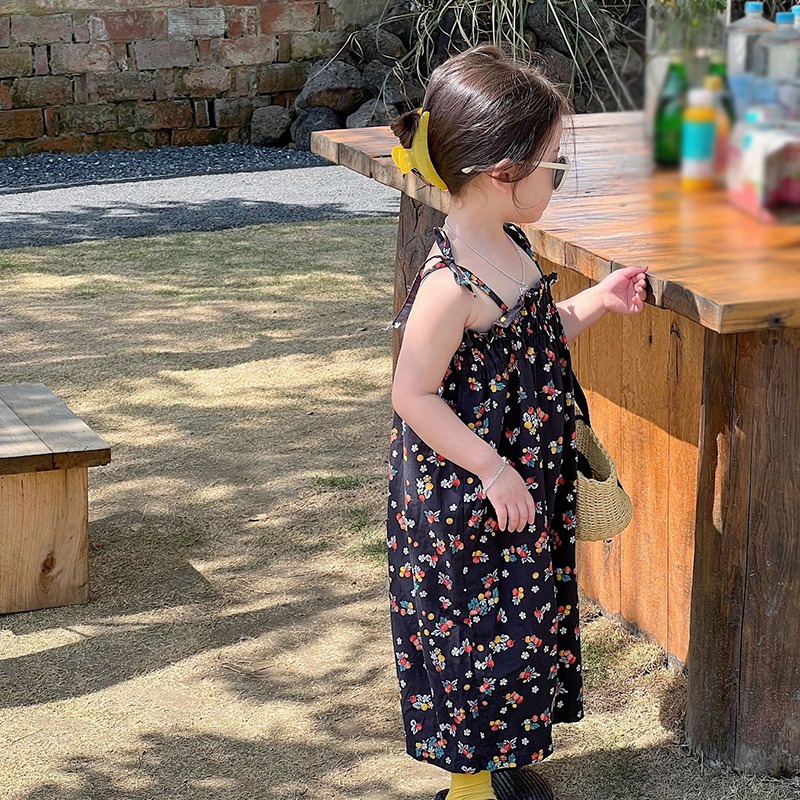 Bộ Áo Liền Quần Hai Dây Ống Rộng Thời Trang Mùa Hè Cho Bé Gái