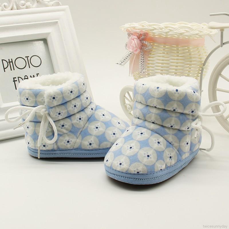 Giày boot cotton mềm mại thiết kế đáng yêu cho bé gái 6-12 tháng tuổi