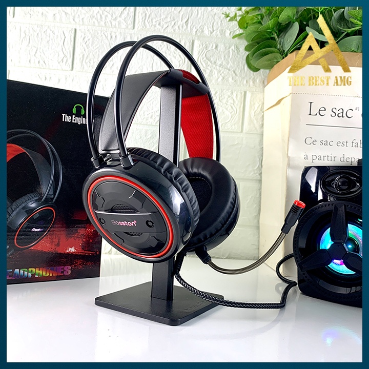 Tai Nghe Headphone Gaming Đèn LED 7 Màu RGB Có Mic BOSSTON HS-12 Tai Nghe Nhạc Máy Vi Tính PC Laptop Chuyên Game Có Dây