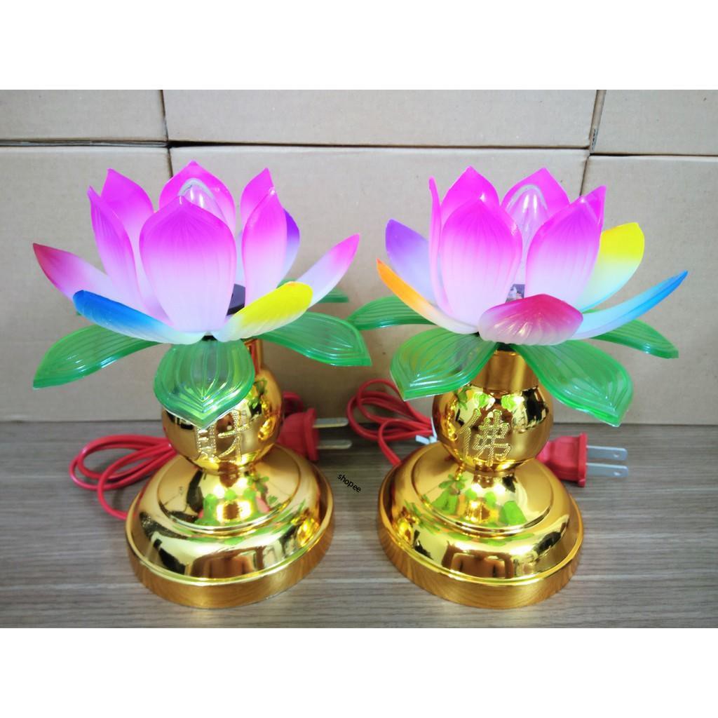 Cặp Đèn thờ cúng hoa sen, đèn để bàn thờ, đèn thờ phật, đèn hoa sen 13cm (bán chạy) - Mỹ Phẩm Dương Khoa