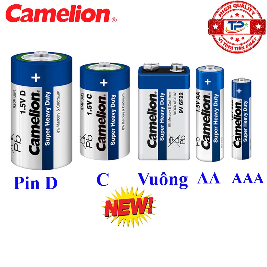 Hộp 12 Viên Pin vuông 9V Camelion Super Heavy Duty Battery - 6F22 (mẫu mới)