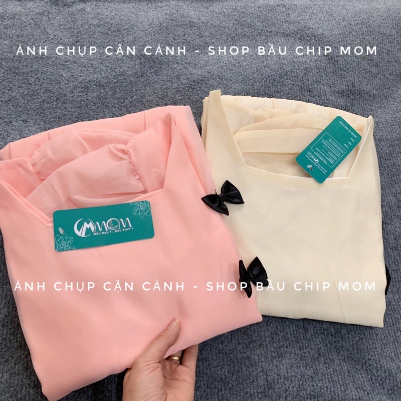 Đầm bầu thiết kế voan nơ 2 lớp tiểu thư, dáng babydoll cực xinh xắn nhẹ nhàng - V09