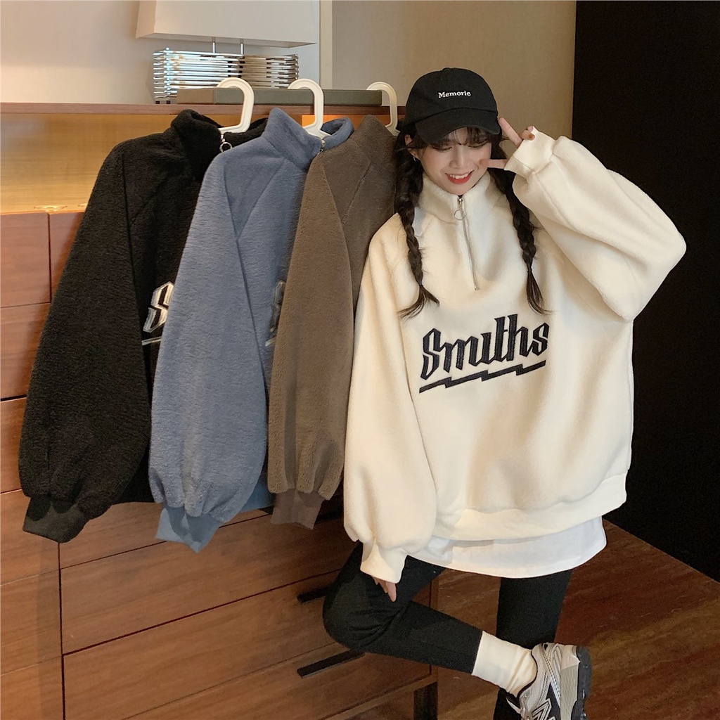 Áo Hoodie Dáng Rộng In Chữ Phong Cách Hàn Quốc Thời Trang Cho Nữ