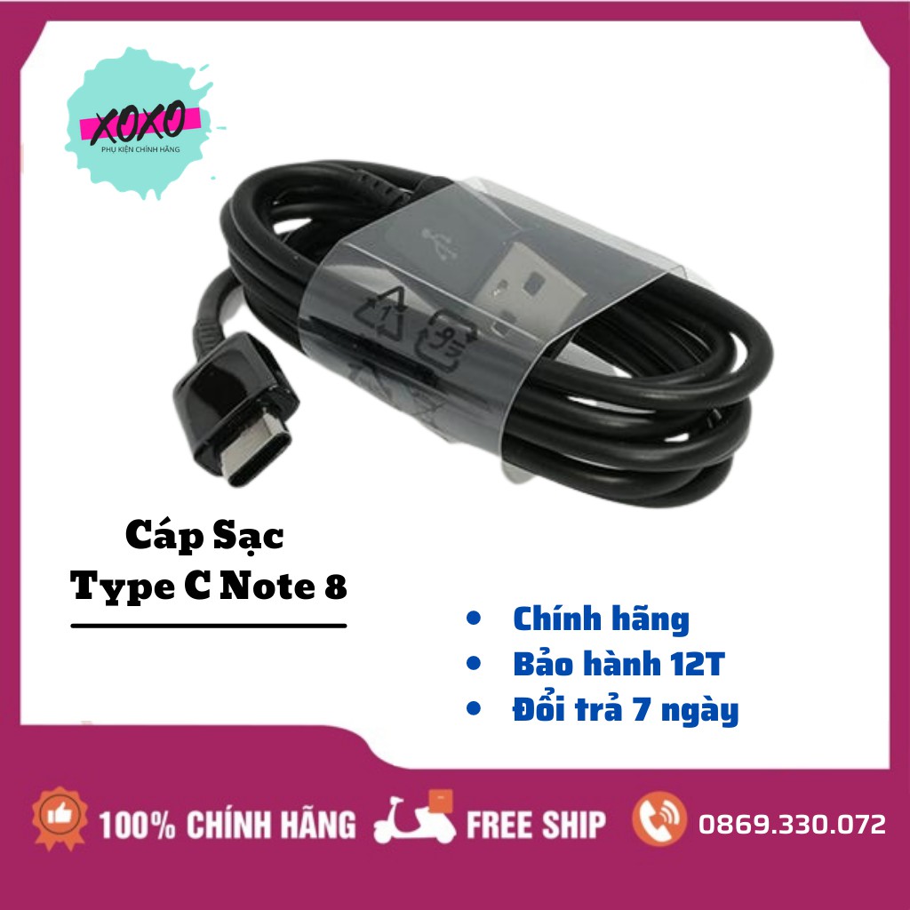 Cáp Sạc Type C Note 8 🌟 TRẮNG & ĐEN 🌟 Chính Hãng | Giúp Sạc Nhanh Hơn| Cổng kết nối: Type C, USB 2.0|