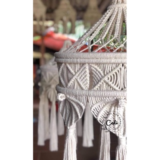 Khung Đèn trần treo Macrame phong cách trang trí Boho - Tặng kèm móc S