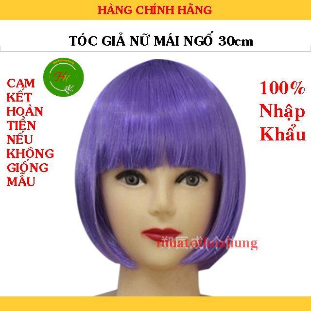 Tóc Giả Mái Ngố Nữ Ngắn 30cm Tóc Cosplay Nhiều Màu