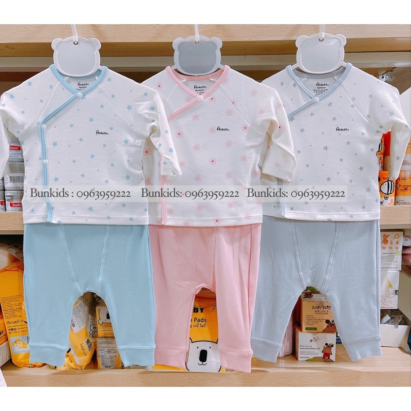 Bộ sơ sinh AVALER nỉ thu đông cài chéo dày dặn ấm