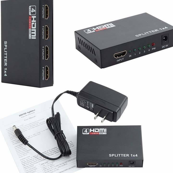 [Mã ELFLASH5 giảm 20K đơn 50K] Bộ chia HDMI 1 ra 4 – HDMI Splitter 1x4.