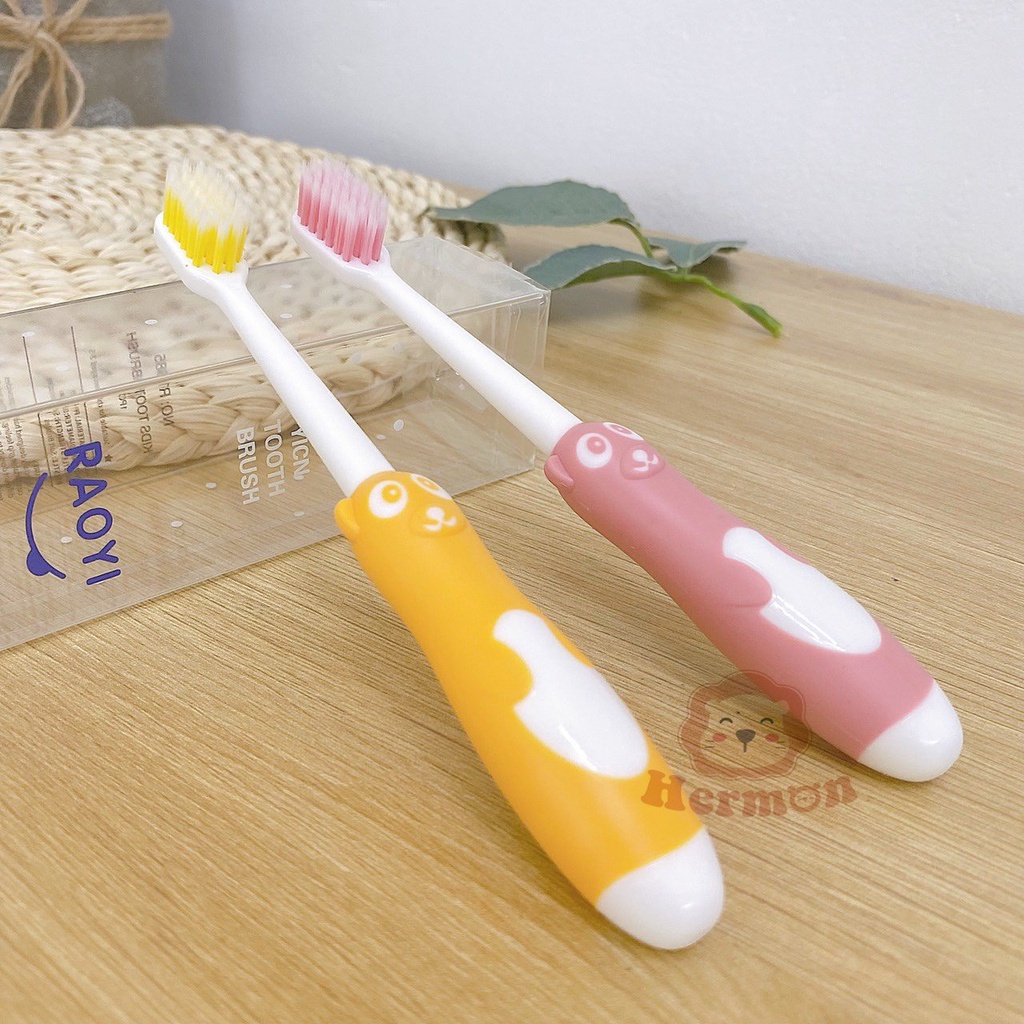 [3-6Y] Bàn Chải Trẻ Em  Hình Gấu Raoyi Cao Cấp Xuất Nhật Cho Bé Babibu - BCHGR