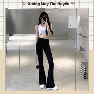 Quần legging ống loe cạp cao co giãn dáng dài