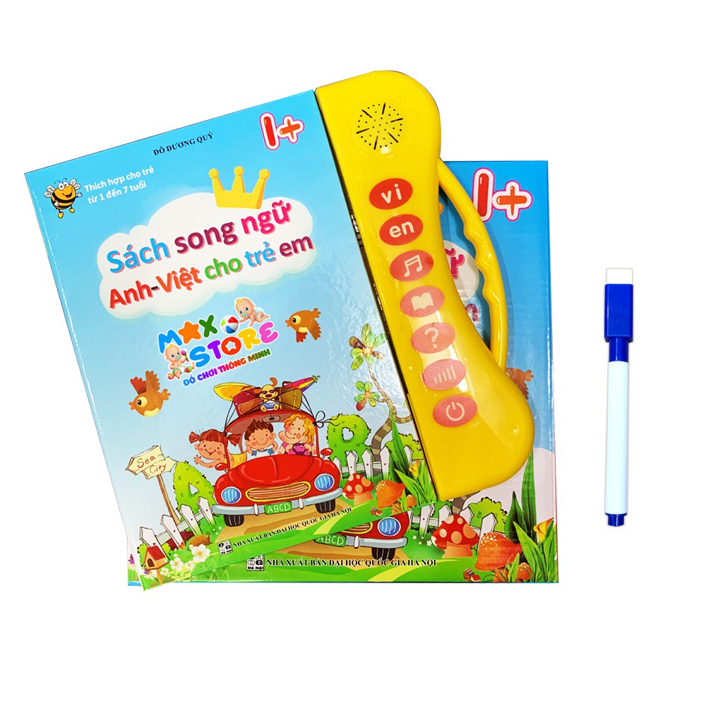 [Mẫu Sách Mới Nhất] Combo Sách Nói Điện Tử Song Ngữ Anh Việt Thanh Nga Và Bảng Từ Gạt Xóa Cho Bé Từ 1 Tuổi +