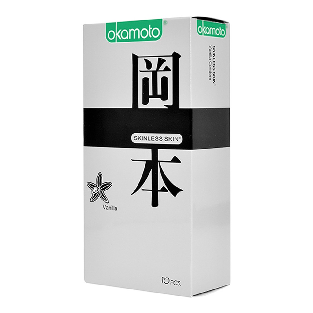 Bao cao su Okamoto Siêu mỏng hương Vani Skinless Skin Vanilla Hộp 10 Cái CON305