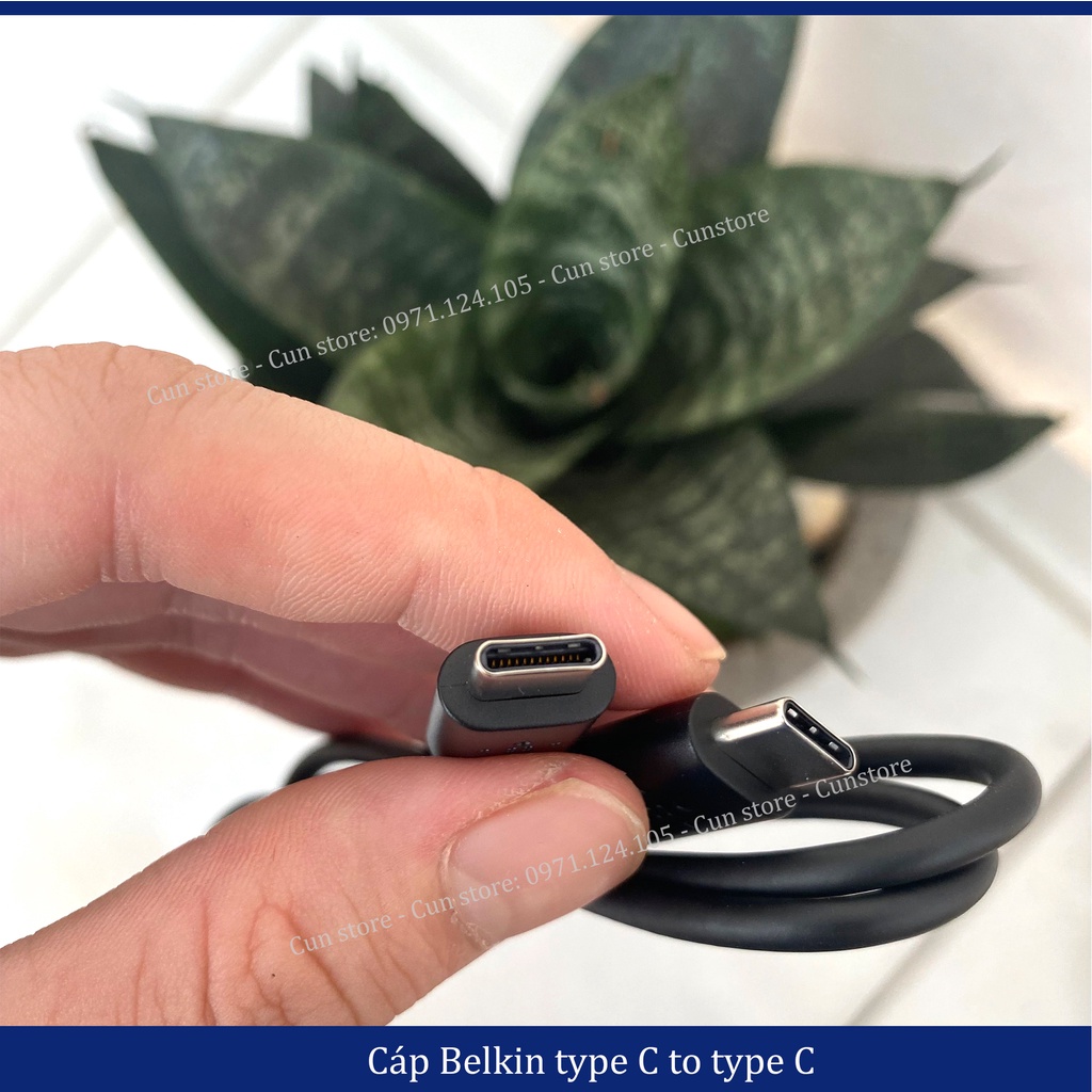 Cáp sạc nhanh Belkin Type C to C dài 60cm, cáp ngắn sạc dự phòng chính hãng | Bảo hành 6 tháng