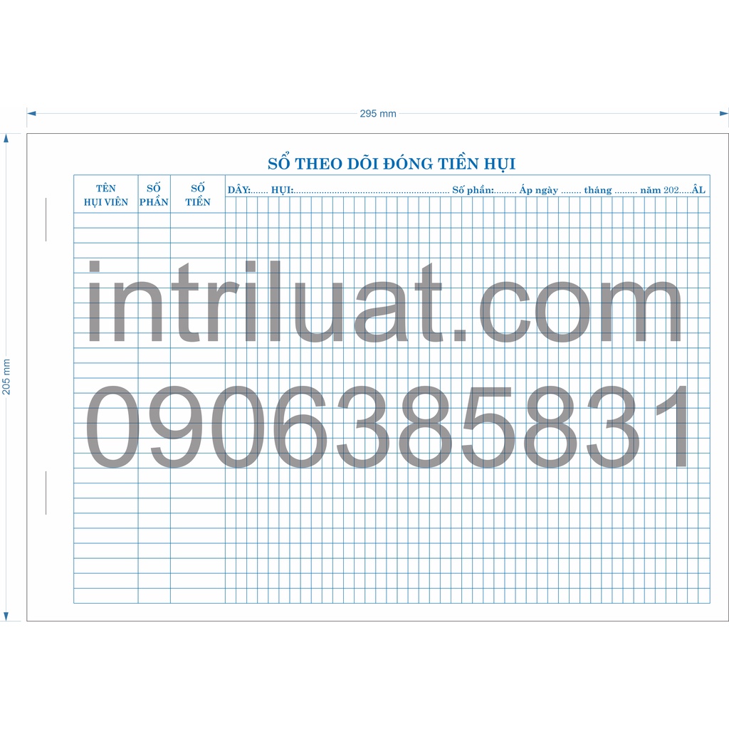 Sổ Theo Dõi Đóng Tiền Hụi A4