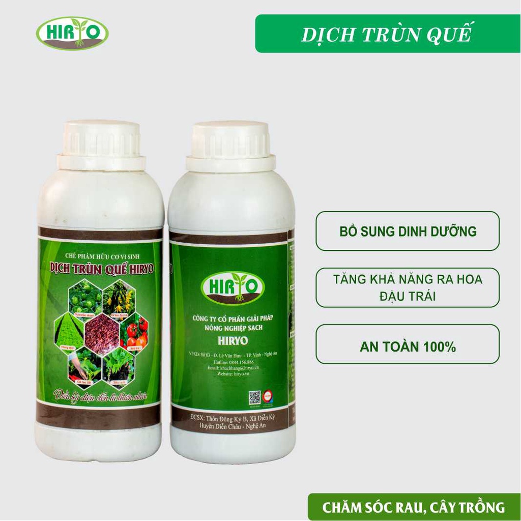 Phân bón dịch trùn quế HIRYO - Thủy phân từ con trùn quế, chăm sóc rau toàn diện