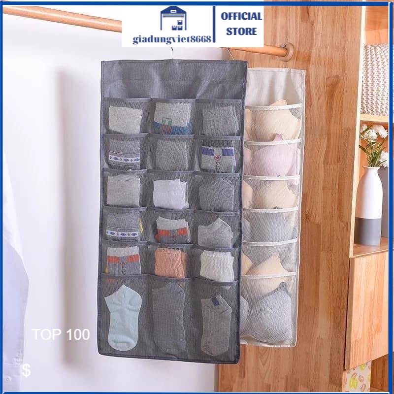 Túi treo đồ lót đa năng hai mặt 30 Ô tiện dụng Treo quần áo lót hoặc các đồ vật trong gia đình