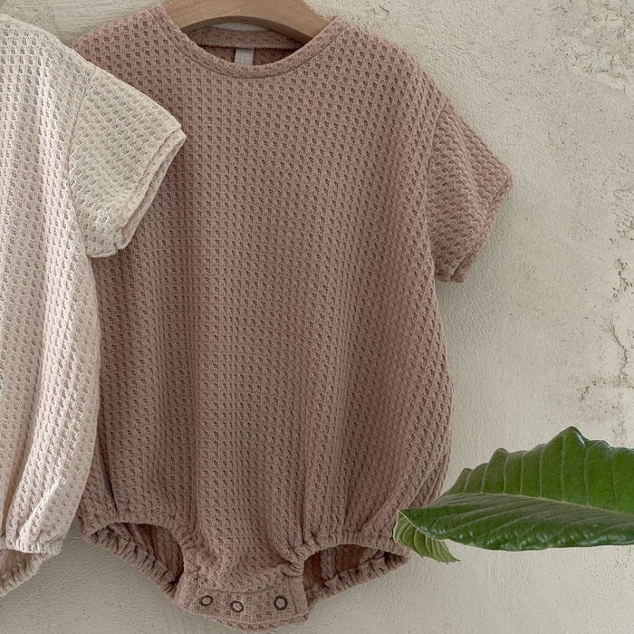 Áo Liền Quần Tay Ngắn Chất Liệu Cotton Thiết Kế Đơn Giản Thời Trang Cho Bé Sơ Sinh