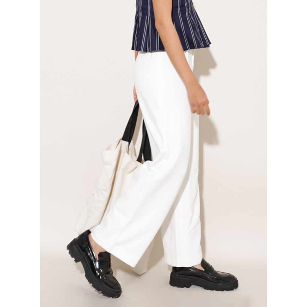 Quần dài ống suông thời trang GAGO pleated wide straight pants màu trắng GO3177 | BigBuy360 - bigbuy360.vn