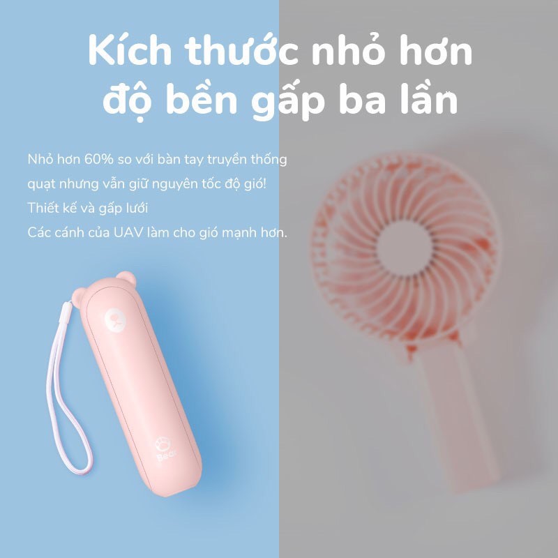 JISULIFE Quạt cầm tay mini đầu USB đa năng 4800MAH