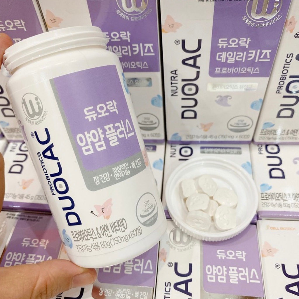 Men vi sinh Duolac tím Yum Yum Plus Hàn Quốc dạng viên kẹo gấu cho bé 80 viên [BAY AIR - CHÍNH HÃNG]