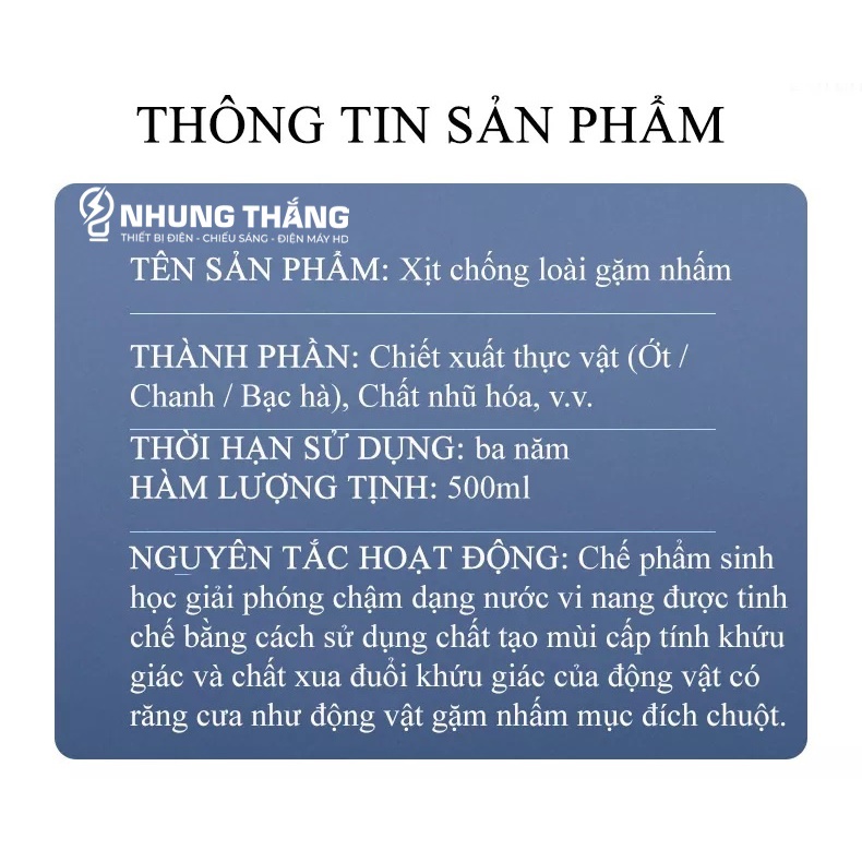 Bình Xịt Đuổi Chuột Thành Phần Tự Nhiên Sử Dụng Công Nghệ Nhật An Toàn Và Hiệu Quả - Dung Tích 500ml