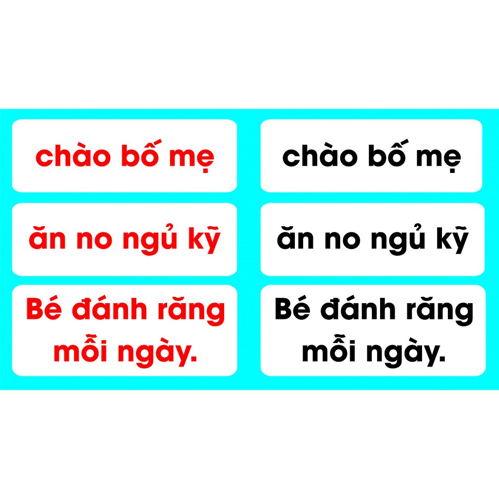 Flash Card  - Thẻ Tiếng Việt - Cụm từ và câu (Dạy trẻ biết đọc sớm theo phương pháp Glenn Doman)