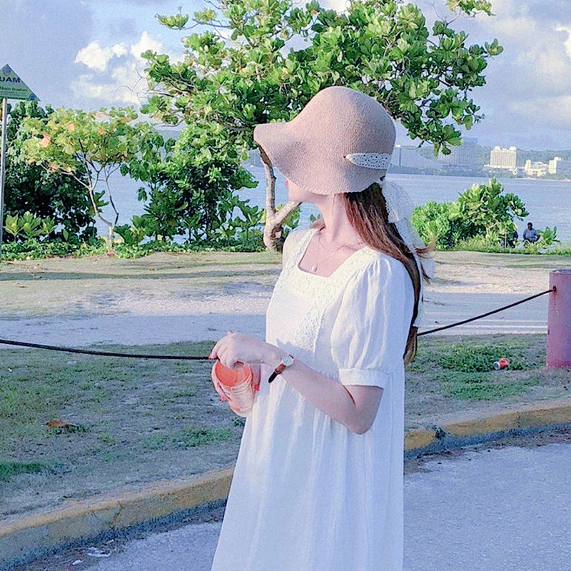 Babydoll trắng cổ vuông viền ren (kèm hình thật)
