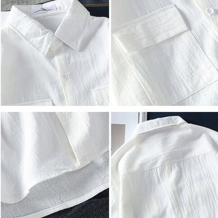 Áo đũi nam cộc tay cổ bẻ, áo sơ mi đũi túi hộp - STARSKY SM33 | BigBuy360 - bigbuy360.vn