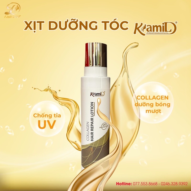 Xịt dưỡng tóc Kami chưa collagen phục hồi tóc