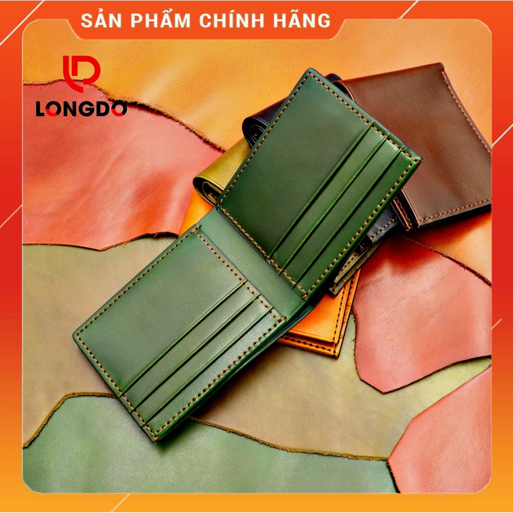 Ví Da Bò Nam Handmade Cao Cấp - Cam Kết 100% Da Bò Thật - Ví Ngang - Hàng Chính Hãng Thương Hiệu Longdo Leather - B01