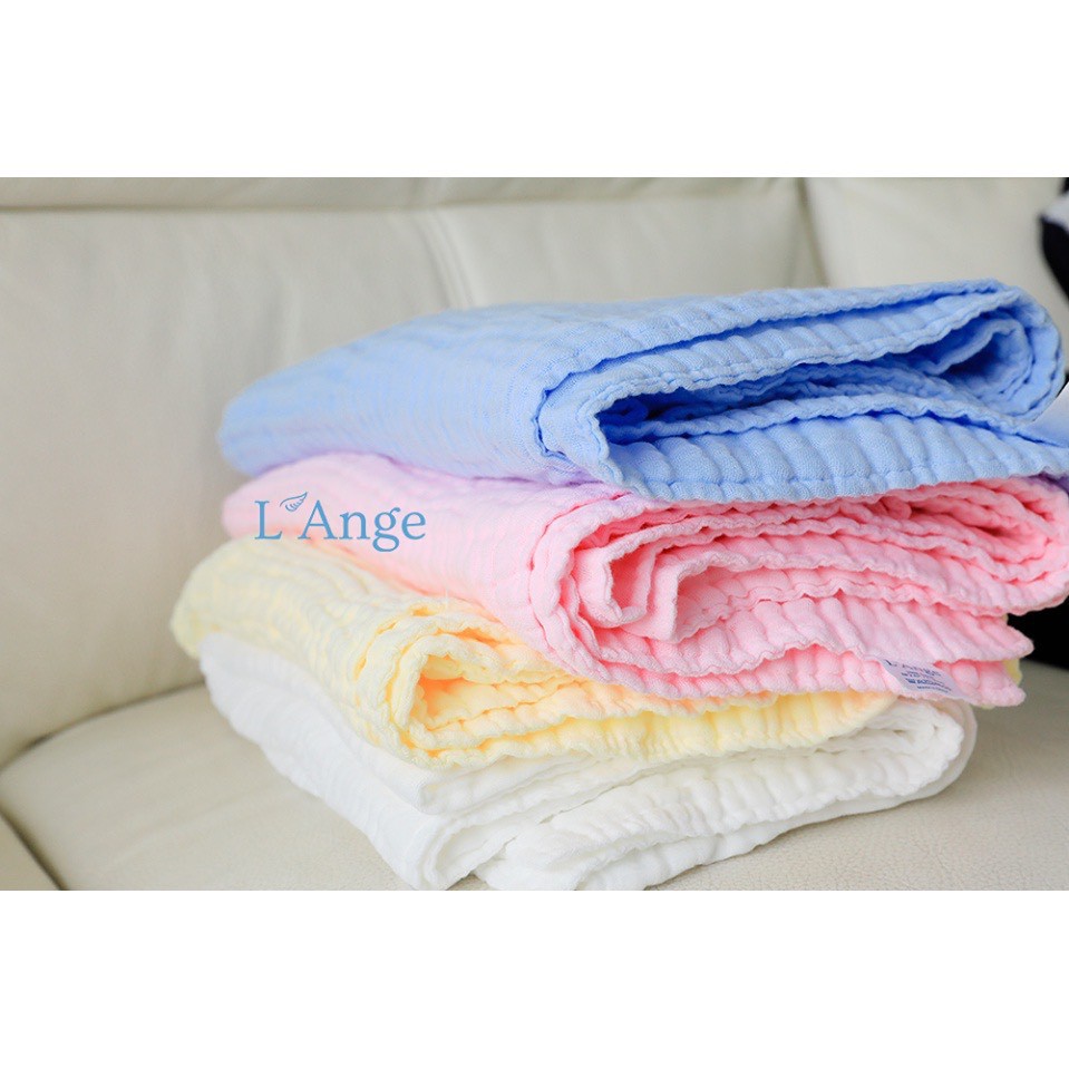 CHÍNH HÃNG L'ANGE - KHĂN TẮM VẢI BÔNG 6 LỚP SIZE 70x95, 70x120